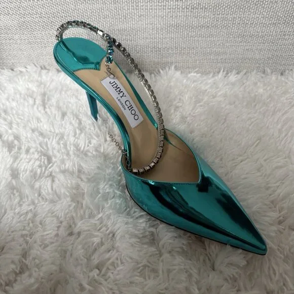 Jimmy Choo Teal Stiletto Heels - Picture 2 of 10
